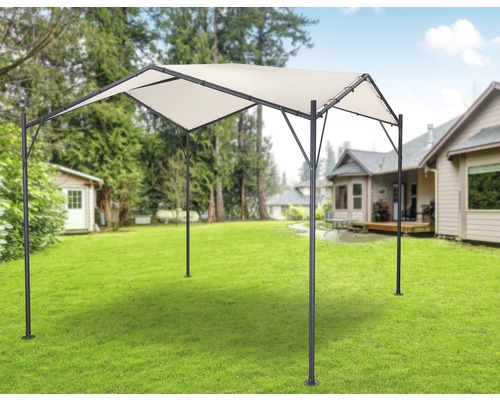 Pavillon mit Metallrahmen und Stoffdach im Garten