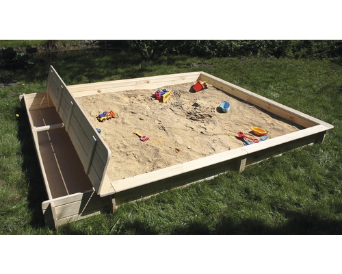 Sandkasten Yanick mit Sitz-/Staukasten 225x253x21 cm natur