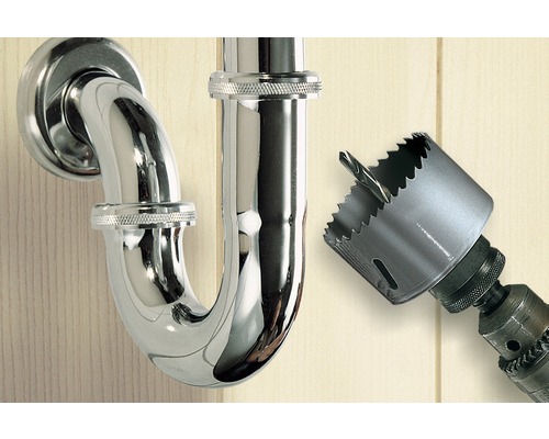 Siphon und Lochsäge für Sanitärinstallationen