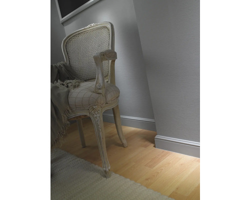 Dekorativer Stuhl mit Armlehnen, Decke und Holzboden