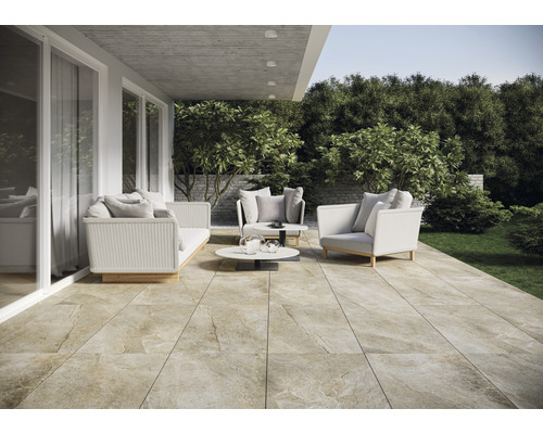 FLAIRSTONE Feinsteinzeug Terrassenplatte City Wave beige rektifizierte Kante 120 cm x 60 cm x 2 cm