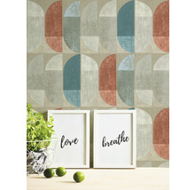 Vliestapete 37531-1 Geo Nordic Grafik blau rot