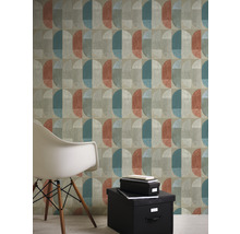 Vliestapete 37531-1 Geo Nordic Grafik blau rot