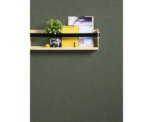 Wandregal mit Pflanze, Zitrone, Notizblöcken und Bild