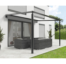 Pergola-Markise 2,94x3,94 Stoff uni anthrazit Gestell RAL 9011 graphitschwarz inkl.Motor,Fernbedienung und LED Beleuchtung-thumb-1