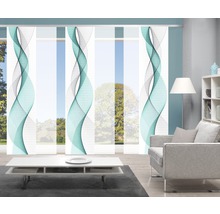 Schiebegardine Digitaldruck Opalia weiß türkis 6er-Set 60x245 cm