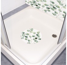 Dusche mit Duschmatte mit Eukalyptusmuster