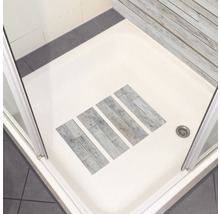 Dusche mit Duschwanneneinlage in Holzoptik