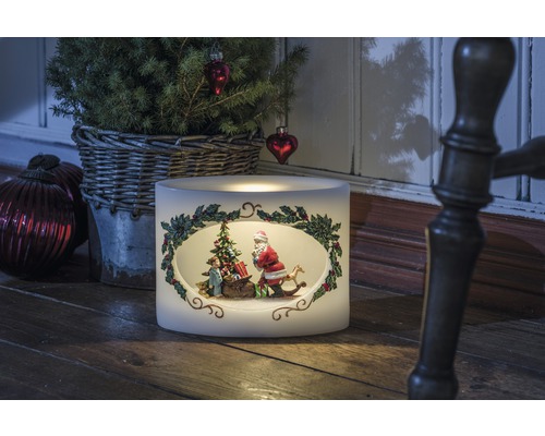 LED Kerze Konstsmide Weihnachtsmann mit Kind batteriebetrieben 19x14x9,8 cm neutralweiß