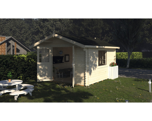 Gartenhaus Palmako Sally 10,2 m² inkl. Fußboden und Vordach 300 x 360 cm tauchgrundiert