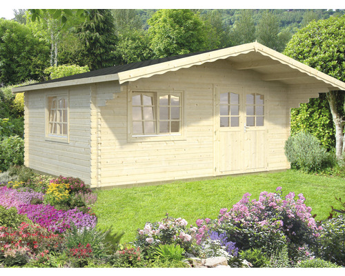 Gartenhaus Palmako Sally 19,1 m² inkl. Fußboden und Vordach 510 x 390 cm natur