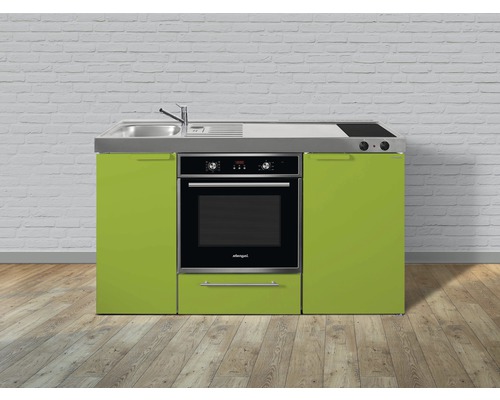 Stengel-Küchen Singleküche mit Geräten Kitchenline 150 cm Frontfarbe weiß glänzend Korpusfarbe weiß montiert