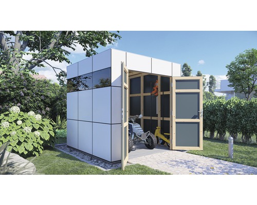 Gartenhaus Bertilo Design HPL 1 230 × 228 cm anthrazit-weiß