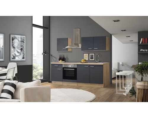 | HORNBACH Well Küchenzeile Flex Tiago Geräten 210 Frontfarbe cm mit