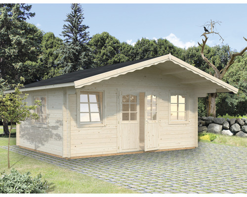 Gartenhaus Palmako Helena 18,6 m² inkl. Fußboden und Vordach 608 x 554 cm tauchgrundiert