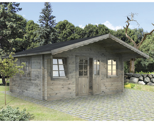 Gartenhaus Palmako Helena 18,6 m² inkl. Fußboden und Vordach 608 x 554 cm tauchgrundiert grau Gartenhaus Palmako Helena 18,6 m² inkl. Fußboden und Vordach 608 x 554 cm tauchgrundiert grau