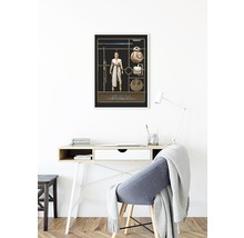 Gerahmtes Star Wars Rey Poster über einem Schreibtisch