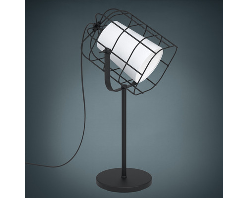 Tischlampe 1-flammig HxLxB 57x27,5x26 cm Bittams schwarz/weiß mit Kabelschalter Tischleuchte mit schwarzem Metallgestell und weißem Lampenschirm