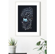 Gerahmtes Bild mit stilisierter Jasmine-Figur, Sternbildern und Halbmondsymbol