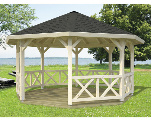 Pavillon Palmako Betty 18,0 m² achteckig mit Geländer ohne Fußboden 465 x 465 cm tauchgrundiert-0