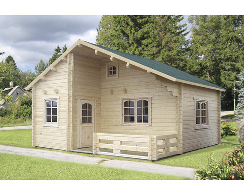 Gartenhaus Palmako Emily 40,1+5,2 m² inkl. Fußboden, Terrasse und Brüstung 650 x 594 cm natur