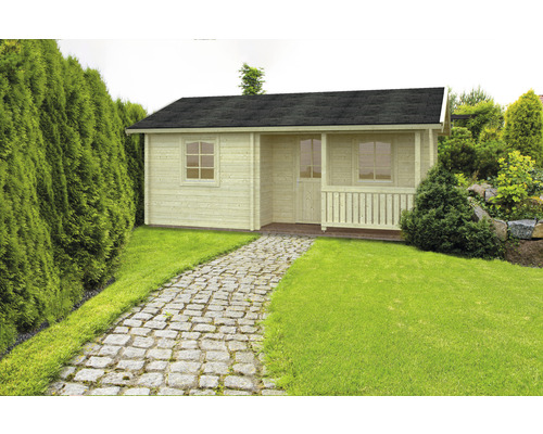 Gartenhaus Palmako Sandra 21,5+3,7 m² inkl. Fußboden, Terrasse und Brüstung 684 x 502 cm natur