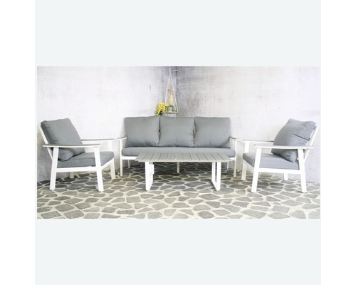 Gartenmöbelset mit Sofa, zwei Sesseln und Tisch für den Außenbereich