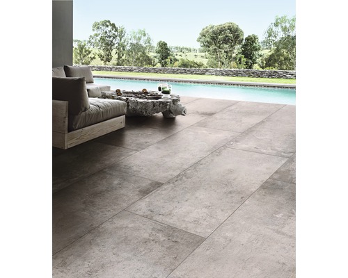 FLAIRSTONE Feinsteinzeug Terrassenplatte Loft Greige rektifizierte Kante 120 x 60 x 2 cm