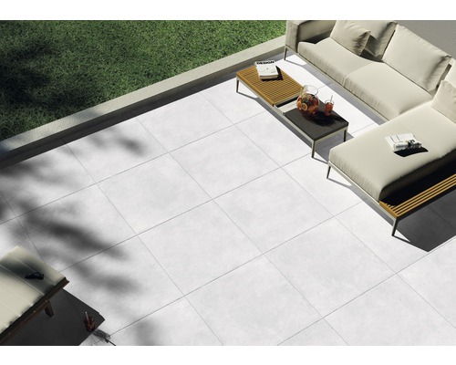 FLAIRSTONE Feinsteinzeug Terrassenplatte Ice Cube rektifizierte Kante 90 cm x 90 cm x 2 cm