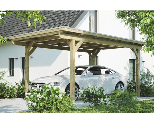 Einzelcarport Konsta Aluminium-Dachplatten inkl. H-Anker 304x500 cm natur