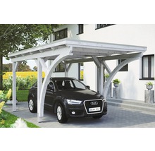 Einzelcarport Konsta Aluminium-Dachplatten inkl. 2 Einfahrtsbögen und H-Anker 304x500 cm weiß-thumb-0
