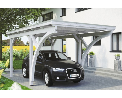 Einzelcarport Konsta Aluminium-Dachplatten inkl. 2 Einfahrtsbögen und H-Anker 304x500 cm weiß