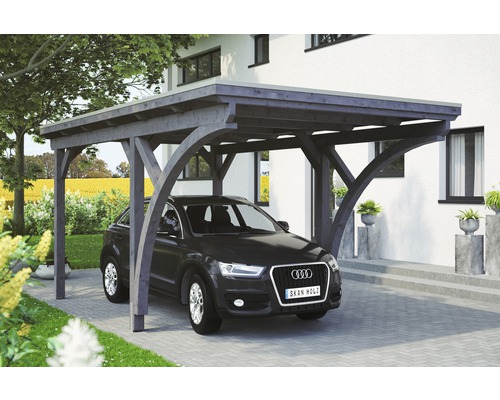 Einzelcarport Konsta Aluminium-Dachplatten inkl. 2 Einfahrtsbögen und H-Anker 304x500 cm schiefergrau