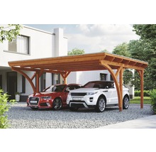 Doppelcarport Konsta Aluminium-Dachplatten inkl. 2 Einfahrtsbögen und H-Anker 618x500 cm eiche hell-thumb-0