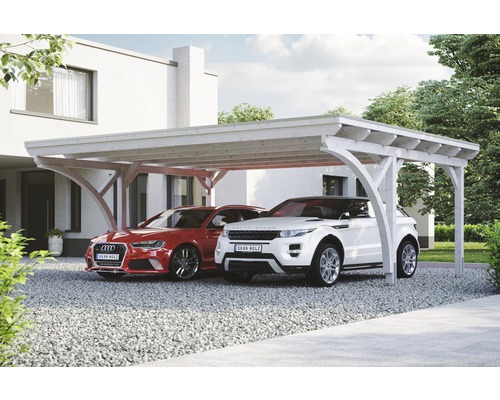 Doppelcarport Konsta Aluminium-Dachplatten inkl. 2 Einfahrtsbögen und H-Anker 618x500 cm weiß