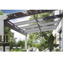 Terrassenüberdachung SKAN HOLZ Novara mit Pfostenlaschen 450x309 cm grau