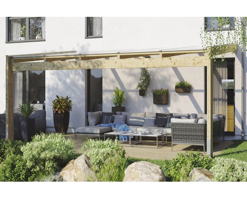Terrassenüberdachung SKAN HOLZ Novara mit Pfostenlaschen 557x259 cm natur Terrassenüberdachung SKAN HOLZ Novara mit Pfostenlaschen 557x259 cm natur