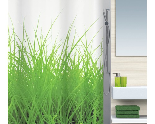 Duschvorhang spirella Gras grün Textil 180 x 200 cm
