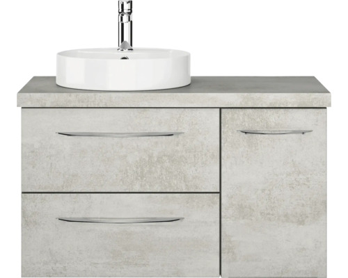 Badezimmermöbel-Set mit Waschtisch, Aufsatzwaschbecken und zwei Schubladen