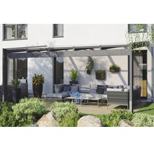 Terrassenüberdachung SKAN HOLZ Novara mit Pfostenlaschen 557x359 cm grau
