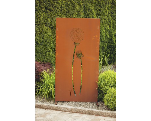 Sichtschutzwand Pusteblumen-Paar 95 x 185 cm rost