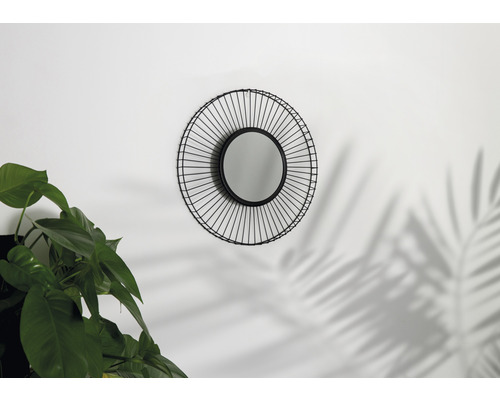 Runder Wandspiegel mit Metalldrahtrahmen