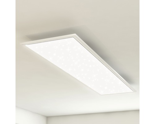 LED Panel Deckenleuchte CCT dimmbar 36W 3800 lm 3000- 6500 K HxLxB 65x1195x295 mm Pallas weiß mit Fernbedienung Sternenhimmel