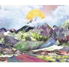 Illustration einer Berglandschaft mit Sonne