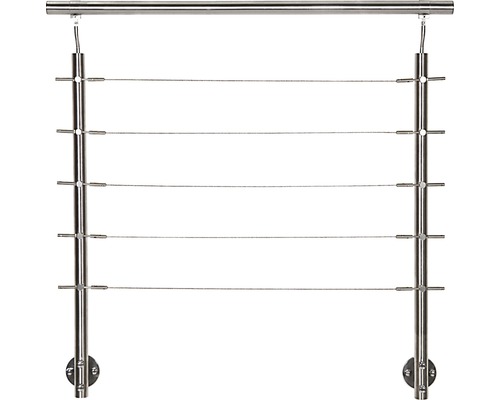 Geländer mit Edelstahlpfosten und Drahtseilen