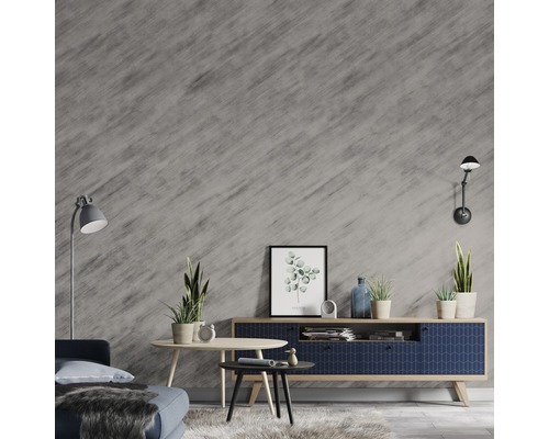 Wohnzimmer mit Sofa, Couchtisch, Mediaschrank und Zimmerpflanzen