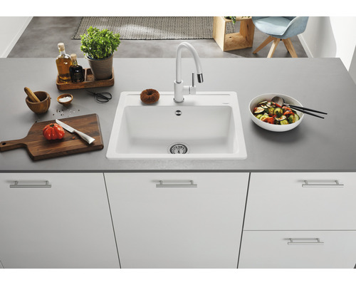 BLANCO Urbena Küchenarmatur 526932 – Pull-Down Auslauf, 1,5 GPM, Chrom/Weichweiß, Aus Massivem Messing