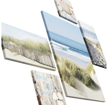 Mehrteiliges Wandbild mit Strandmotiven für eine maritime Atmosphäre