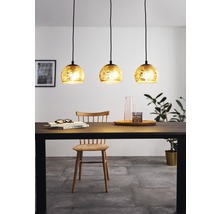Pendelleuchte 3-flammig HxL 110x78 cm schwarz/goldfarben