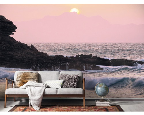 Fototapete mit Felsküste und Meerblick im Wohnzimmer